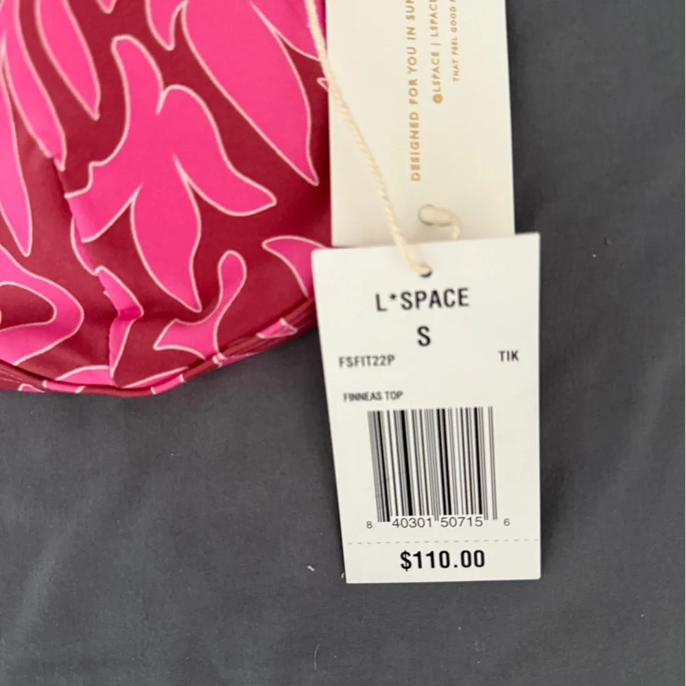 L*SPACE Womens Size S Tiki Tiki Pink Print Finneas Triangle Bikini Top NWT